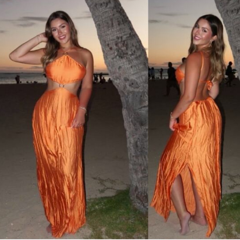 Baobab Collection Backless Orange Cutout Maxi Dress - Picture 4 of 9